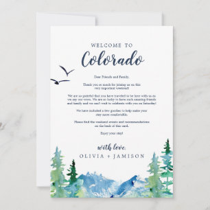 Colorado Bröllop Welcome Brev & Itinerary