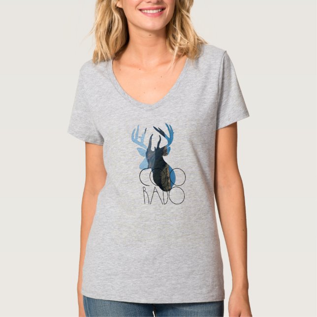Colorado Buck & Mountain Tshirt Tee Shirt (Framsida)