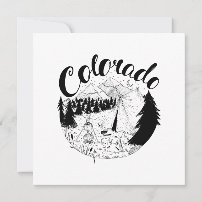Colorado Camper utomhus Bläck Illustration Julkort (Framsida)