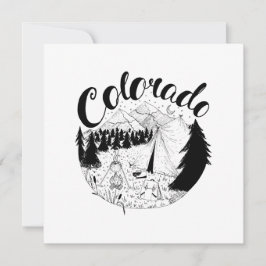 Colorado Camper utomhus Bläck Illustration Julkort