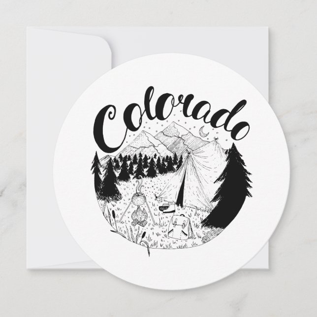 Colorado Camper utomhus Bläck Illustration Julkort (Framsida)
