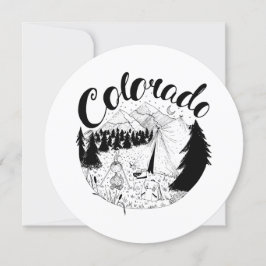 Colorado Camper utomhus Bläck Illustration Julkort