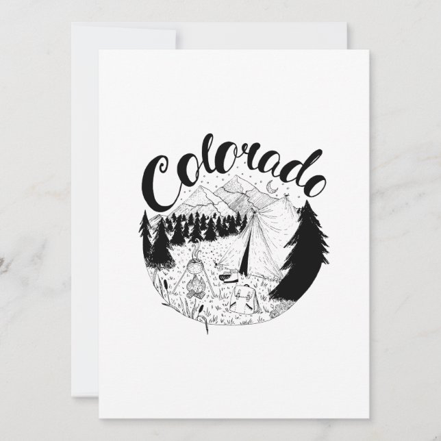 Colorado Camper utomhus Bläck Illustration Julkort (Framsida)