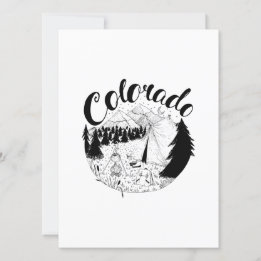 Colorado Camper utomhus Bläck Illustration Julkort