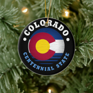 COLORADO CENTENNIAL STATLIG FLAGGA JULGRANSPRYDNAD KERAMIK
