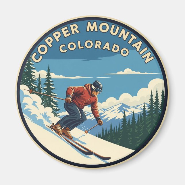 Colorado Copper Mountain Skier Skiing Magnet (Framsidan)