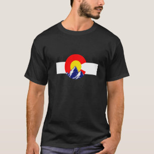 Colorado Denver Karta Flagga Co Souvenir Mountain T Shirt