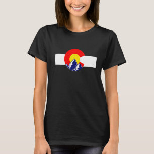 Colorado Denver Karta Flagga Co Souvenir Mountain T Shirt
