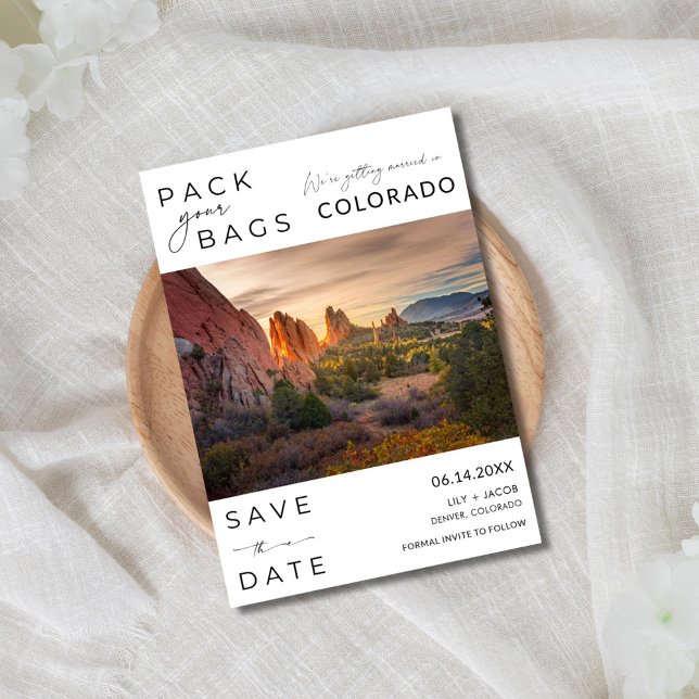 Colorado Destination Wedding Photo Spara Datumet (Colorado Destination Wedding Photo Save The Date)