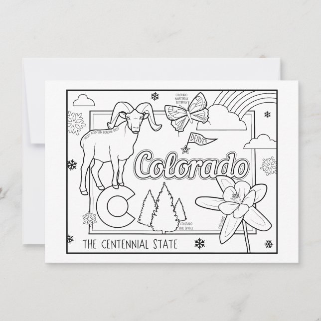 colorado färglägg collage inbjudningar (Framsida)