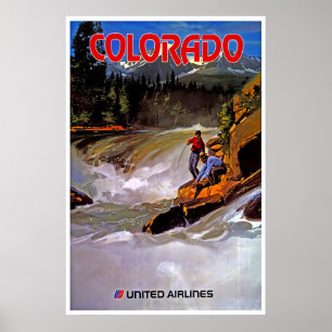Colorado Fiske Konst United Airlines Resa Affisch