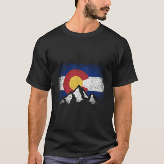 Colorado Flag Mountain Ski Winter Hiker Hiking Cam T Shirt