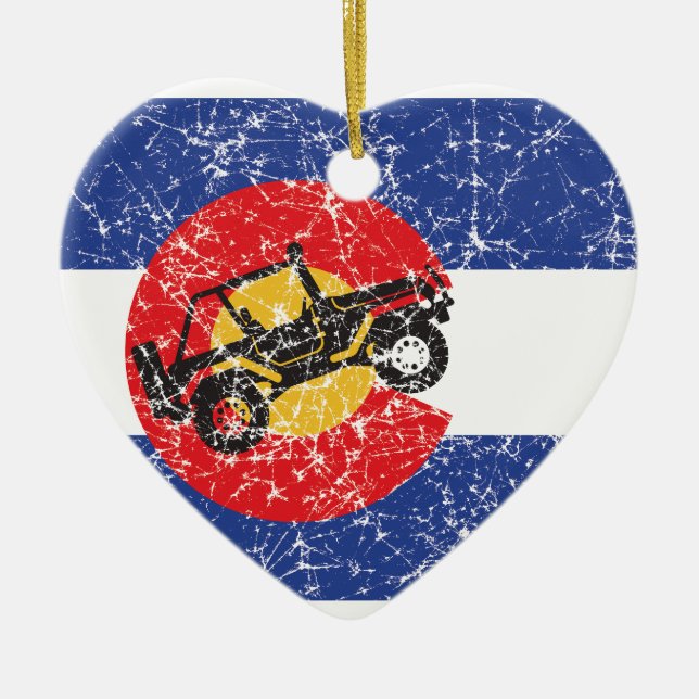 Colorado Flagga 4 Wheeler Julgransprydnad Keramik (Framsidan)