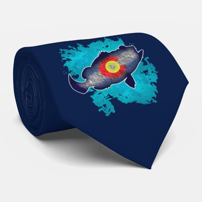 Colorado flagga bass fish necktie slips (Rullad)