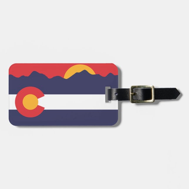 Colorado flagga & bergbagagemärkre bagagebricka (Horisontell Framsida)