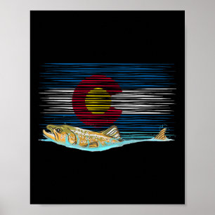 Colorado Flagga Brun Forell Fluga Fiske Fiskare Vi Poster