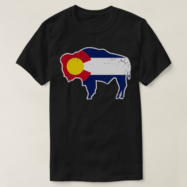 Colorado Flagga Buffalo Bison Art T Shirt (Design framsida)
