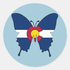 Colorado flagga butterfly round-klistermärken runt klistermärke