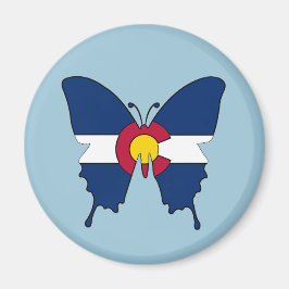 Colorado flagga butterfly-runda magnet