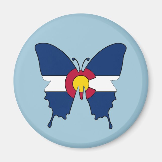 Colorado flagga butterfly-runda magnet (Framsidan)