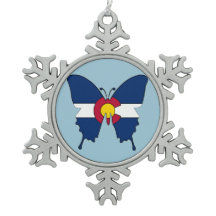 Colorado flagga butterfly snowflake ornament