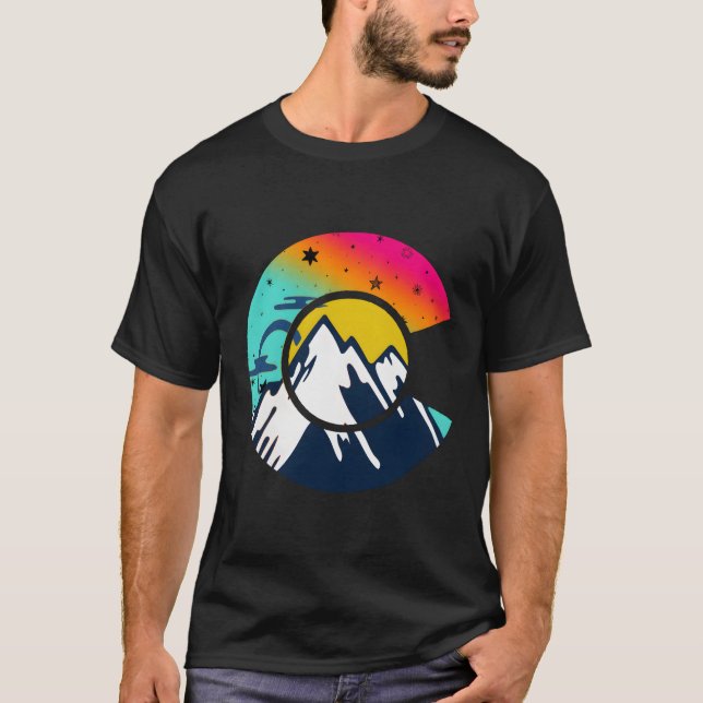 Colorado Flagga C Mountain T Shirt (Framsida)