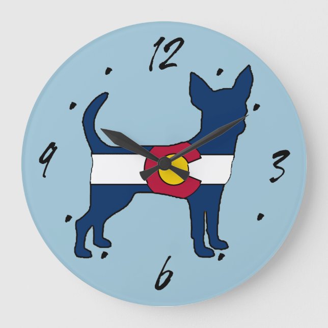 Colorado flagga chihuahua-väggklocka stor klocka (Framsida)