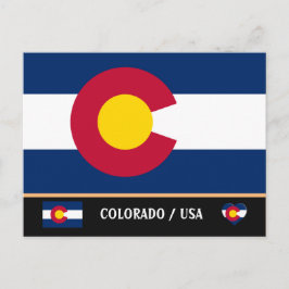 Colorado Flagga & Colorado Stat USA /Amerika Vykort