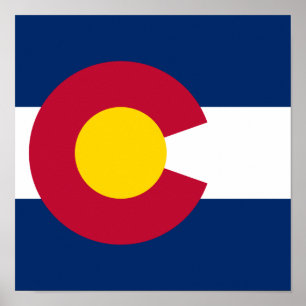 Colorado Flagga, den centraliserade staten Poster