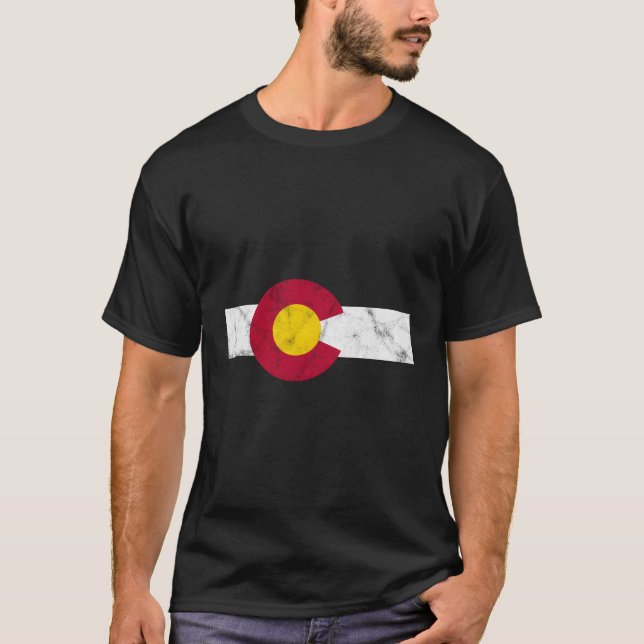 Colorado Flagga Distress T Shirt (Framsida)