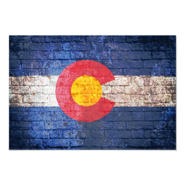 Colorado flagga grunge brick wall poster (Framsidan)