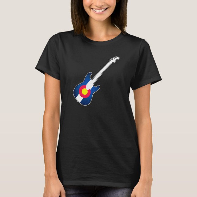 Colorado flagga guitar waitar shirt t shirt (Framsida)
