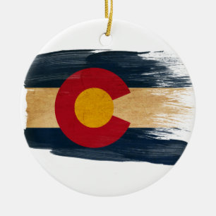 Colorado flagga julgransprydnad keramik