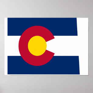 Colorado Flagga Karta Poster
