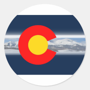 Colorado flagga med berg runt klistermärke