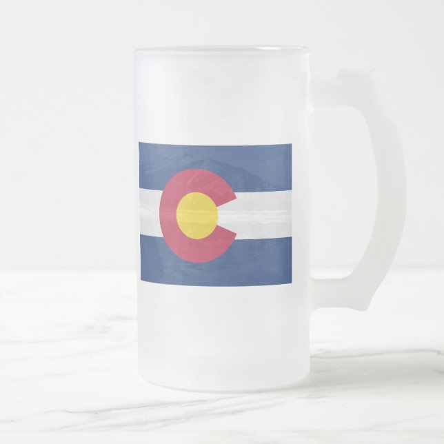 Colorado flagga med bergbakgrund frostat ölglas (Höger)
