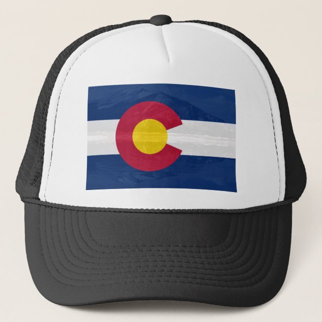 Colorado flagga med bergbakgrund truckerkeps (Framsida)