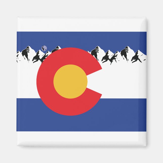Colorado Flagga med bergen Magnet (Framsidan)