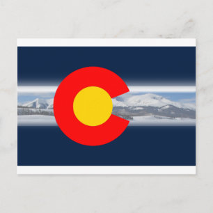 Colorado Flagga med bergen Vykort