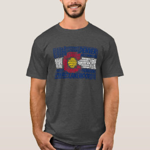 Colorado Flagga med City Namn Ord Art T Shirt