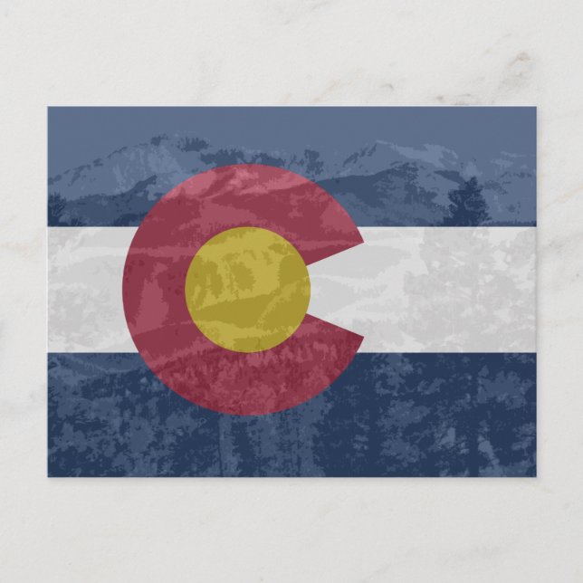 Colorado flagga med pikes högsta vykort (Framsida)