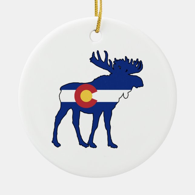 Colorado Flagga Moose Julgransprydnad Keramik (Framsidan)