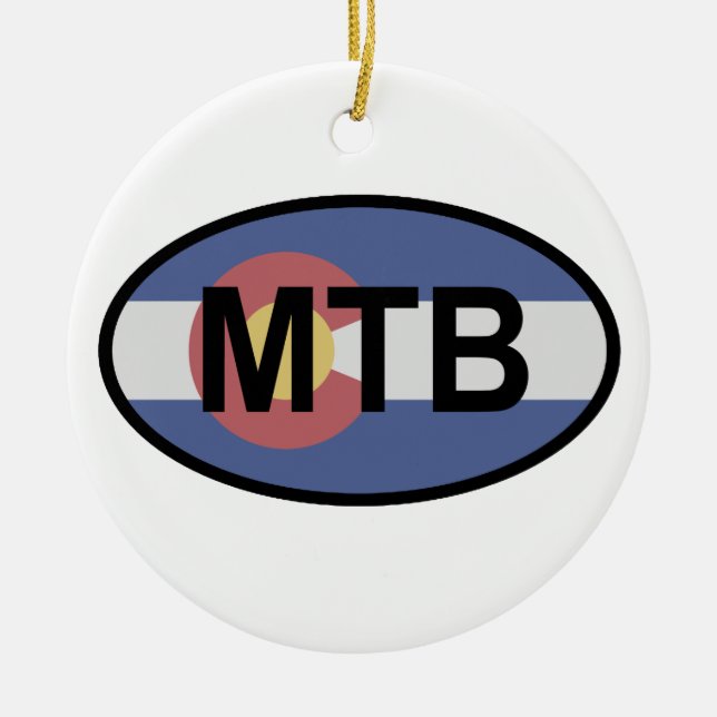 Colorado Flagga Mountain Bike Julgransprydnad Keramik (Framsidan)