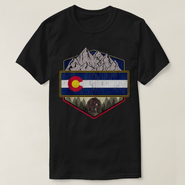 Colorado Flagga Mountain Hiking T Shirt (Design framsida)