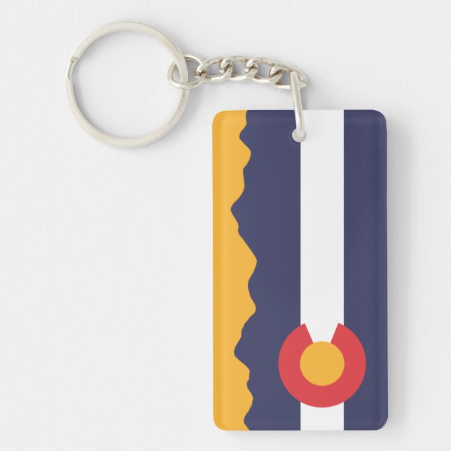 Colorado flagga och bergskedja Keychain Nyckelring (Framsidan)