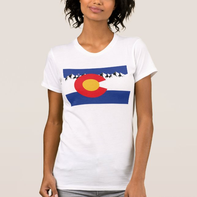 Colorado Flagga och Mountains T Shirt (Framsida)
