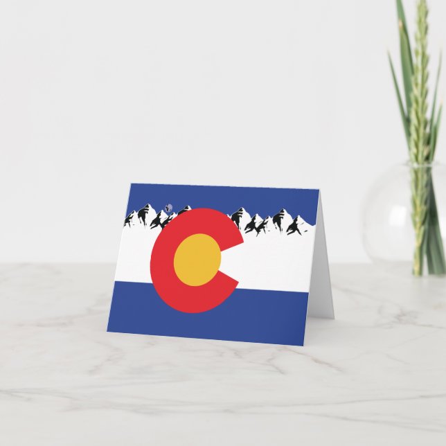 Colorado Flagga och Mountains Tack Kort (Framsida)