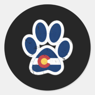 Colorado Flagga Paw-utskrift Runt Klistermärke