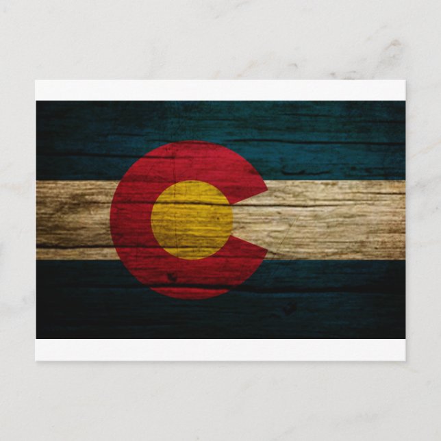 Colorado Flagga Rustic Old Wood Vykort (Framsida)