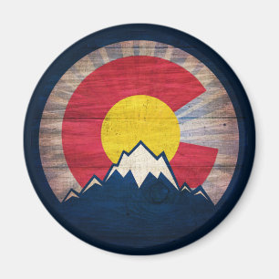 Colorado flagga rustik, bergsmagnet magnet